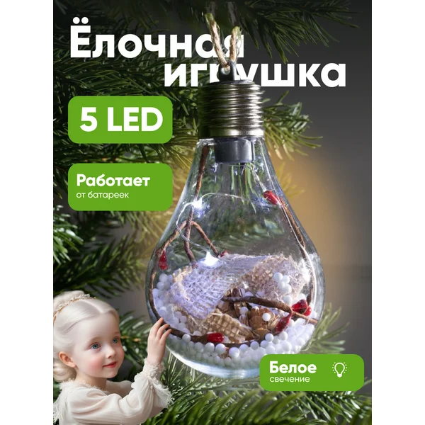 Светящаяся елочная игрушка лампочка