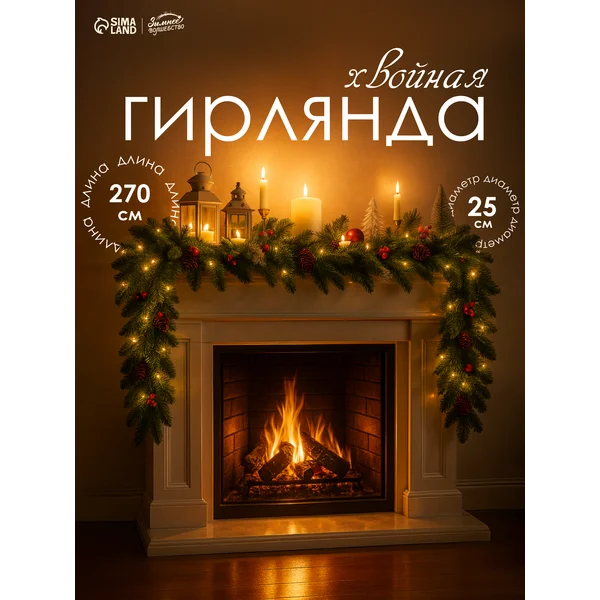 Новогодняя хвойная гирлянда для декора дома