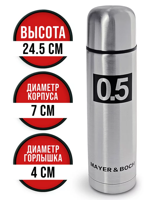 Термос 0.5 для чая металлический с чехлом - фото 2