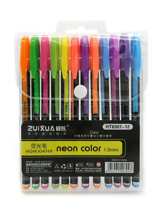 Zuixia Ручки гелевые 12 цветов "Neon Color" Неоновые 1 мм, 12 цв., фото 3