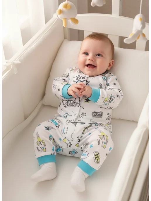 Lemony KIDS Теплые ползунки для новорожденных с начесом, 2 шт, фото 3