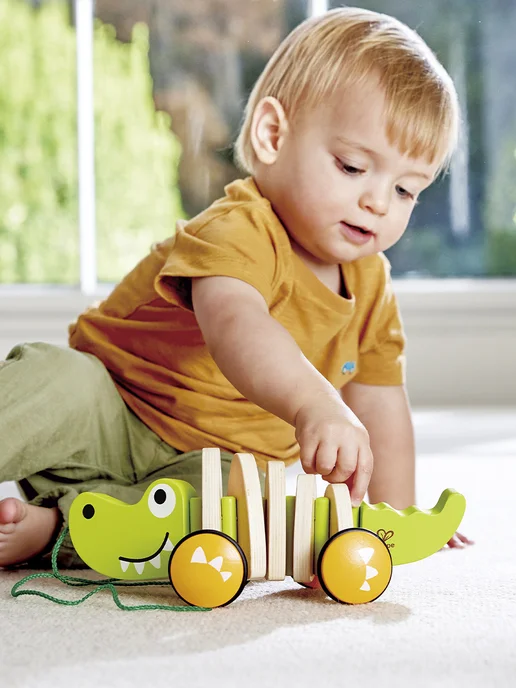 HAPE Каталка на веревочке Крокодил, зеленый, фото 4