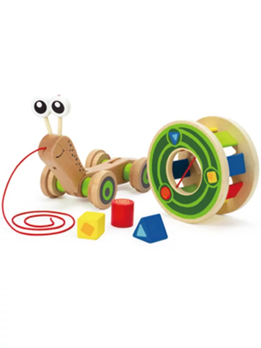 HAPE Сортер каталка на веревке Улитка, голубой, фото 7