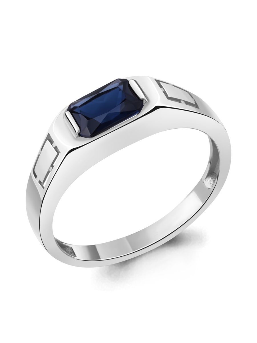 Серебряное кольцо Aquamarine с гидротермальным сапфиром а68430н
