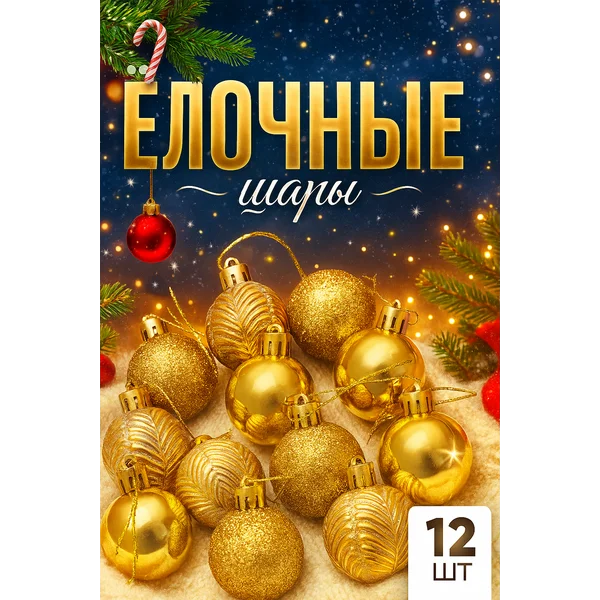 Набор новогодних шаров 4 см, 12 шт Вензеля