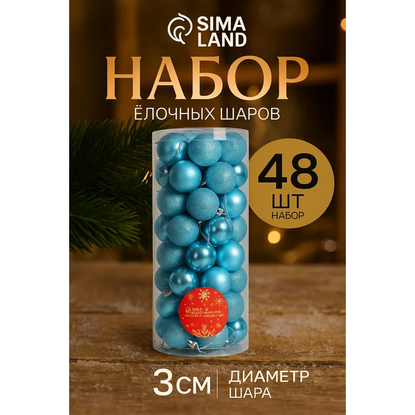 Набор новогодних игрушек на елку 48 шт 3 см