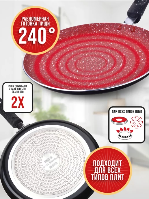 Сковорода блинная, блинница антипригарная для всех плит 22см - фото 4