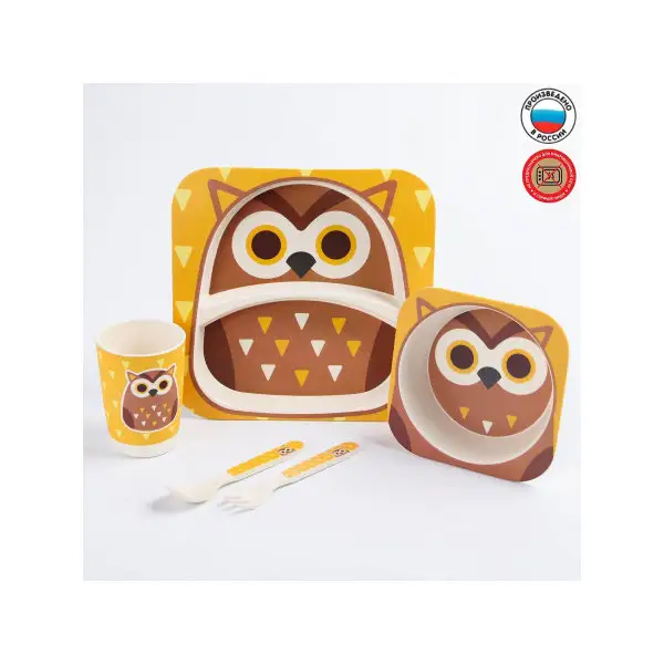 Набор бамбуковой посуды Совушка