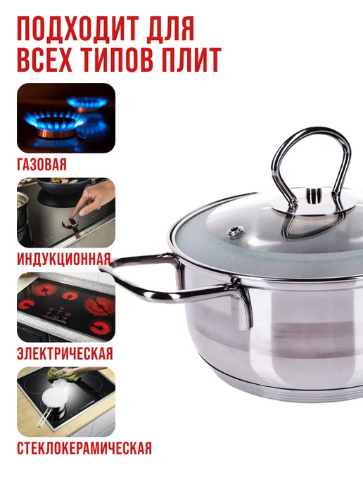 Кастрюля маленькая с крышкой нержавейка 1 л. - фото 5