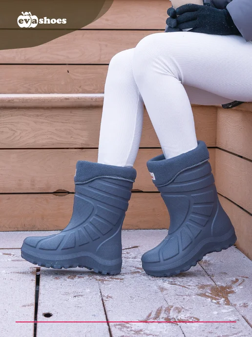 EVASHOES Сапоги резиновые с утеплителем, серый, фото 6