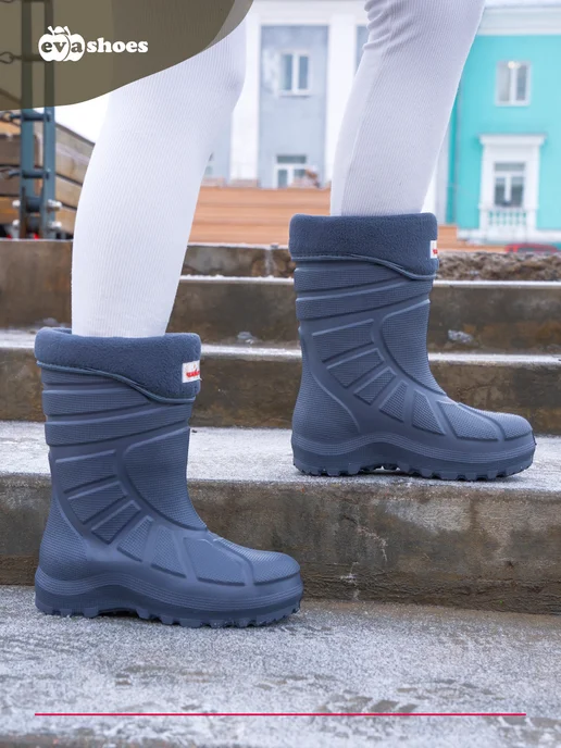 EVASHOES Сапоги резиновые с утеплителем, серый, фото 7