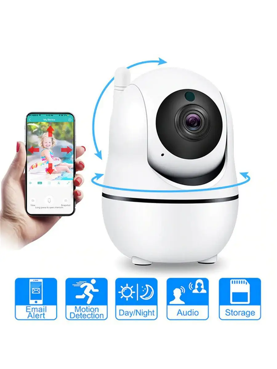 Беспроводная поворотная Smart IP-Camera 360 Cloud Storage Intelligent  Camera 14191676 купить в интернет-магазине Wildberries