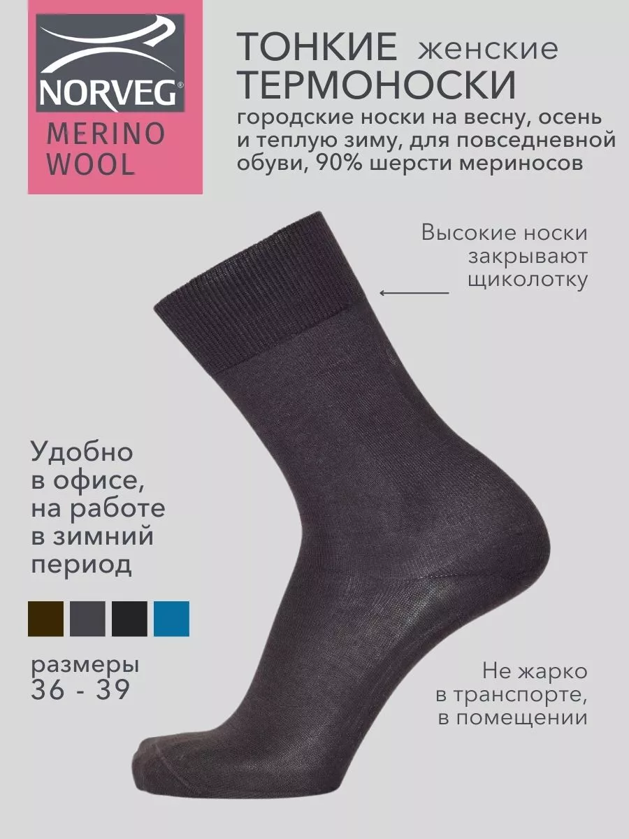 Термоноски MERINO WOOL повседневные шерстяные NORVEG 14200390 купить за 720  ₽ в интернет-магазине Wildberries