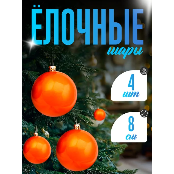 Набор новогодних шаров 4 шт Глянец