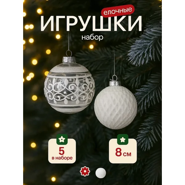 Набор новогодних игрушек на елку 5 шт