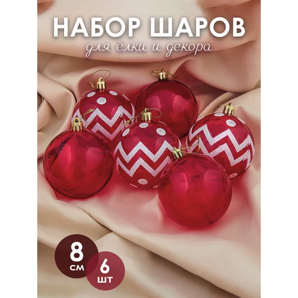 Набор новогодних украшений 8 см 6 шт Прозрачные