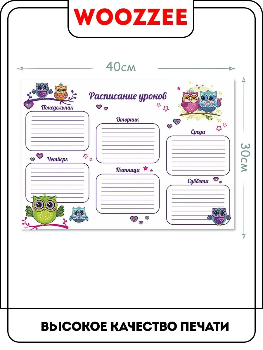 Расписание уроков Плакат учебный школьный детский Woozzee 14236488 купить в  интернет-магазине Wildberries