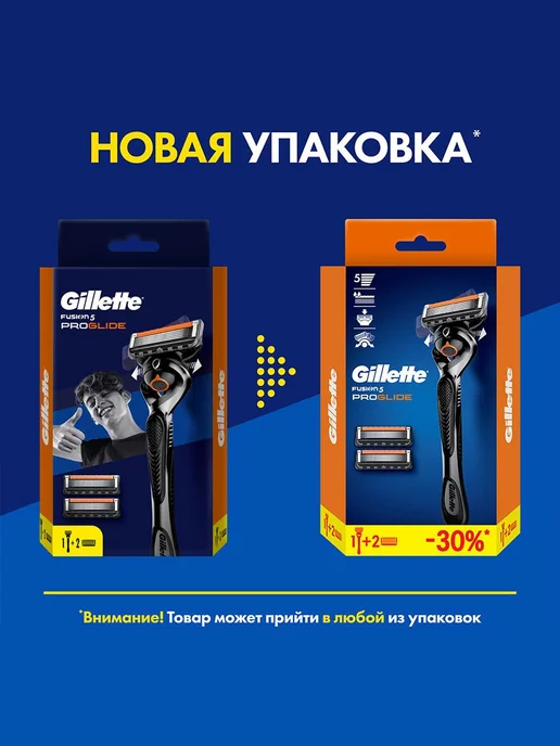 GILLETTE Бритва мужская Fusion 5, станок для бритья с 3 кассетами, синий, фото 2
