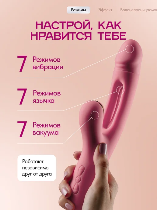 Lovega Вибратор кролик вакуумный 3в1 клиторальный, розовый, фото 2