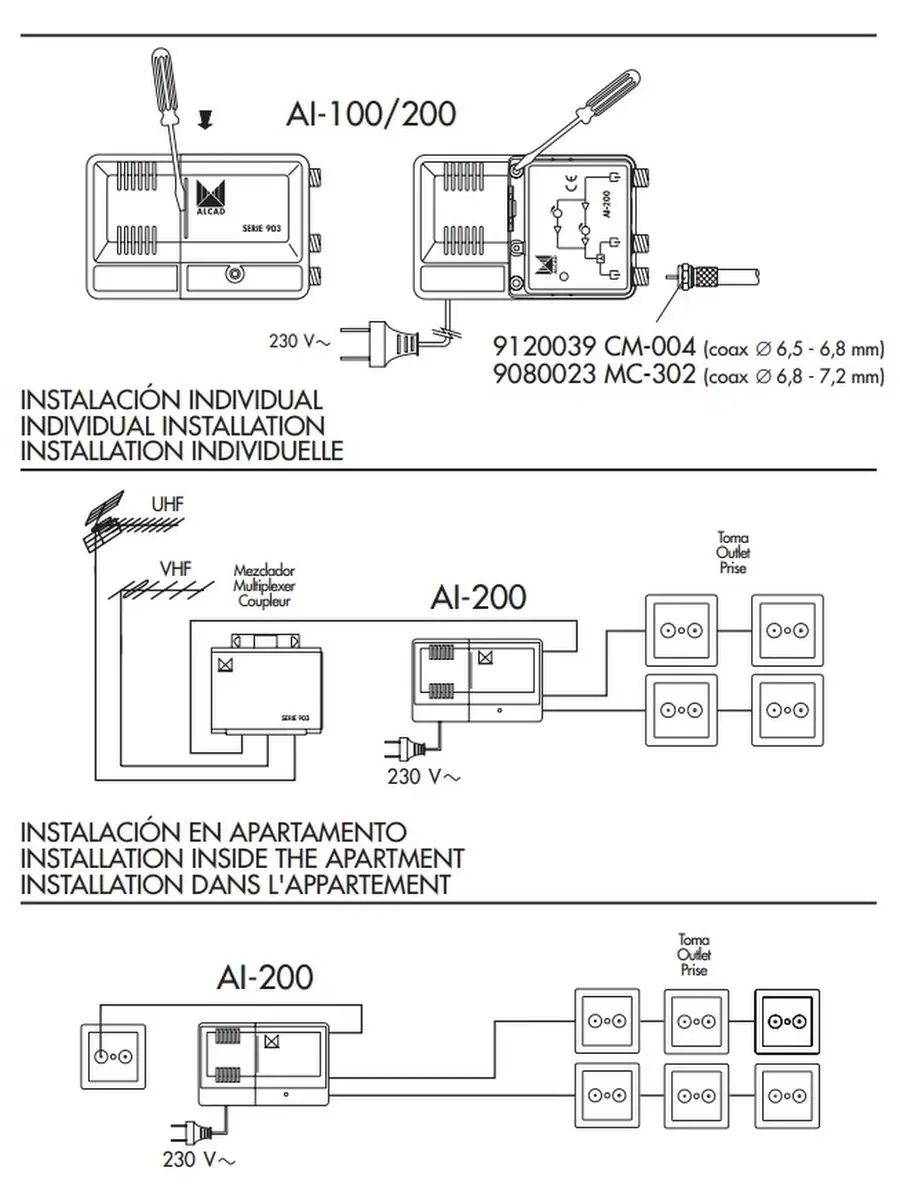 Усилитель телевизионный для антенны ALCAD AI-200