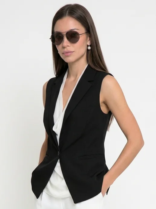 E-Line moda Жилетка женская костюмная, черный, фото 2