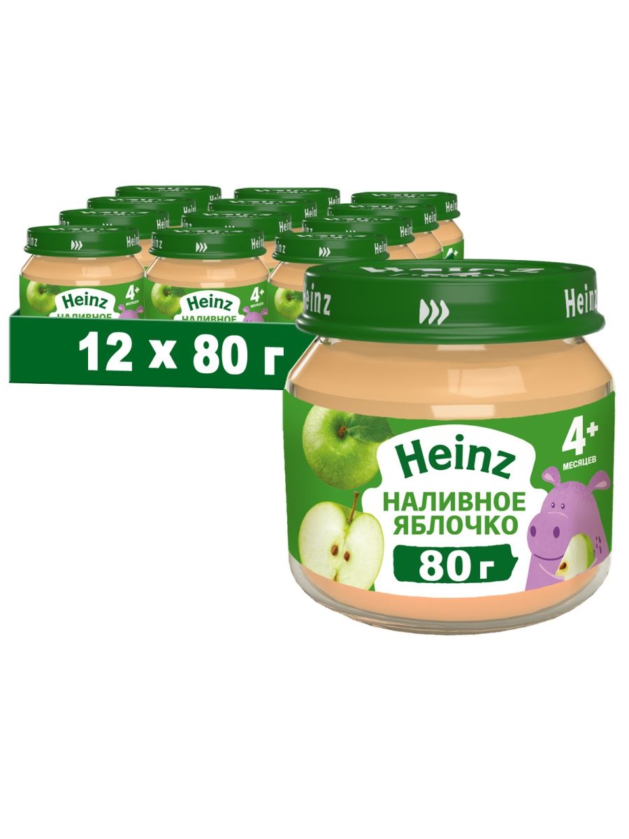 Хайнц - пюре наливное яблочко, 4 мес., 80гр, 12 штук Heinz 14320849 купить  за 679 ₽ в интернет-магазине Wildberries