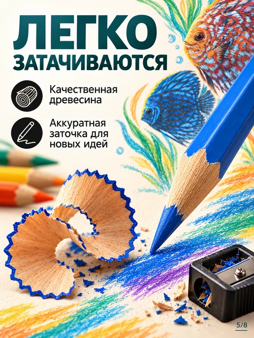Schoolformat Цветные карандаши мягкие яркие набор 18 цветов трехгранные, 18 цв., фото 5