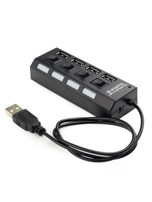 GEMBIRD USB HUB 2.0 4 порта 4 в 1, черный, фото 6