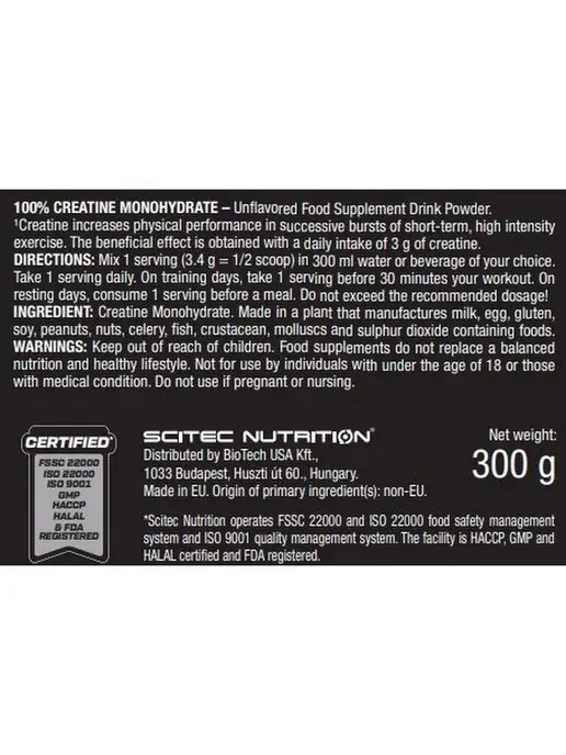 Scitec Nutrition Креатин моногидрат Сreatine monohydrate. 300 грамм, вариант, фото 6