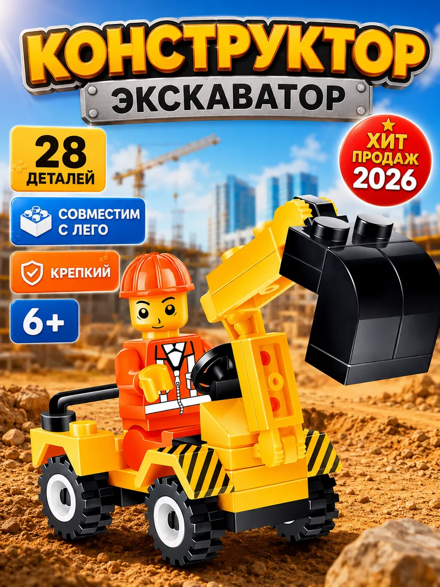 Конструктор Экскаватор 28 деталей
