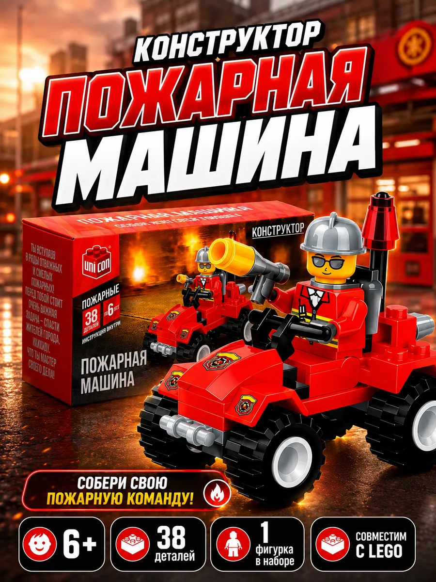 Конструктор Пожарная машина для мальчиков как в лего