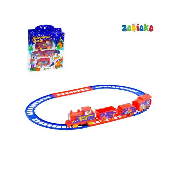 Железная дорога детская "Новогодний поезд", работает от батареек