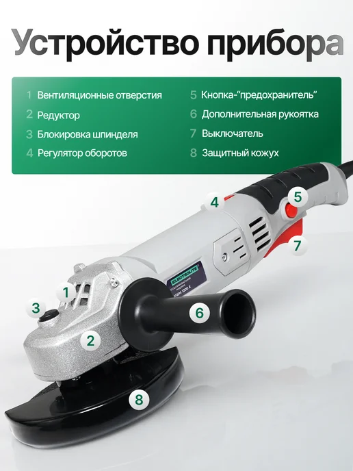 ELECTROLITE Болгарка электрическая с регулировкой 1200E 125мм, серый, фото 8