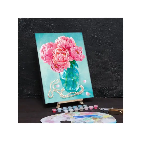 Роспись по номерам без подрамника "Пионы в вазе" с фольгой, 30 * 40 см