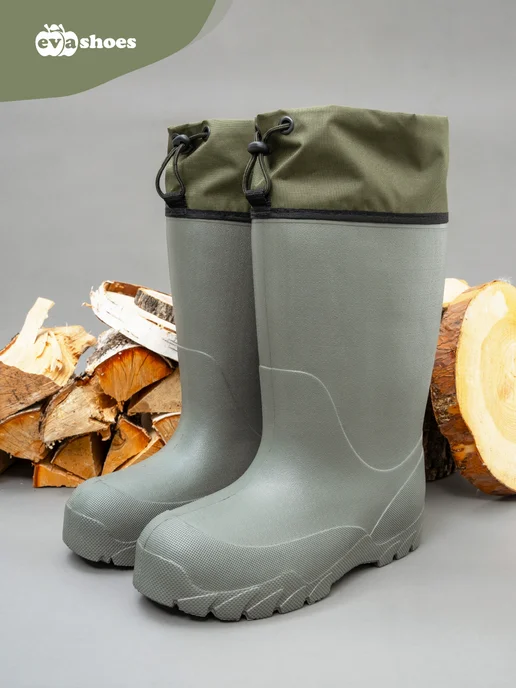EVASHOES Сапоги резиновые зимние утепленные, зеленый, фото 5