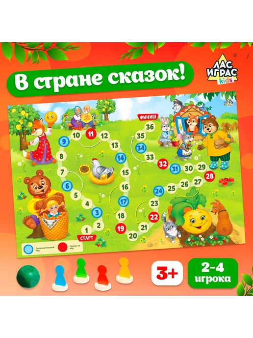 Сима-Ленд & ЛАС ИГРАС Настольная игра бродилка В стране сказок, синий
