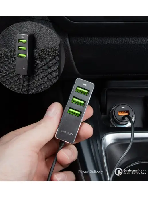 DEPPA Автомобильная зарядка 1 USB + 3 USB для пассажиров QC 3.0 7А, вариант, фото 3