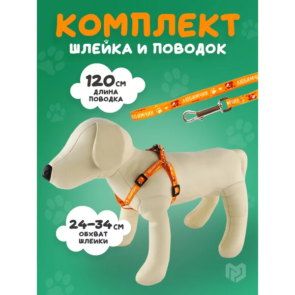 Комплект шлейка и поводок для собак