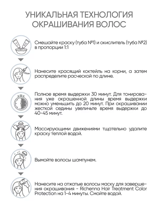 Richenna Профессиональная краска для волос без аммиака, коричневый, фото 5