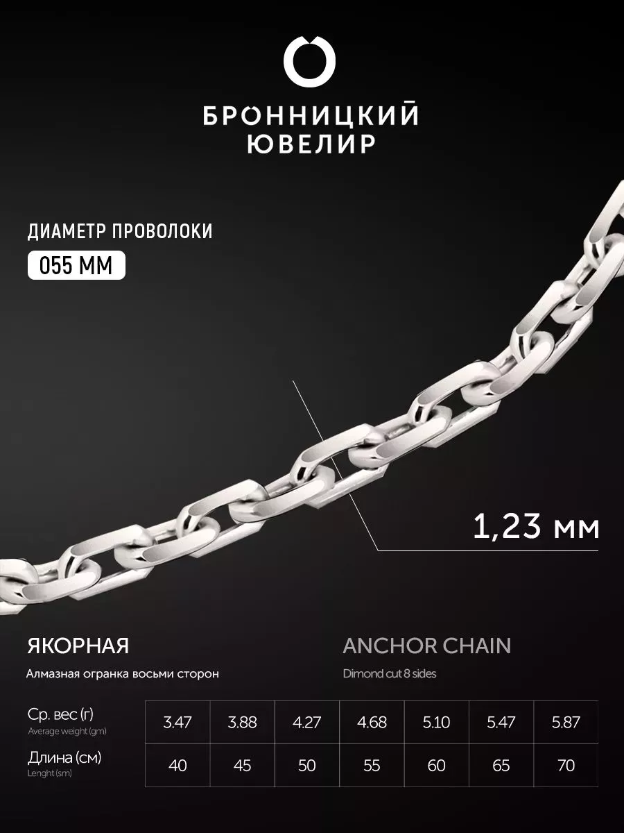 Цепь из серебра якорного плетения – купить в интернет-магазине Poison Drop, артикул 