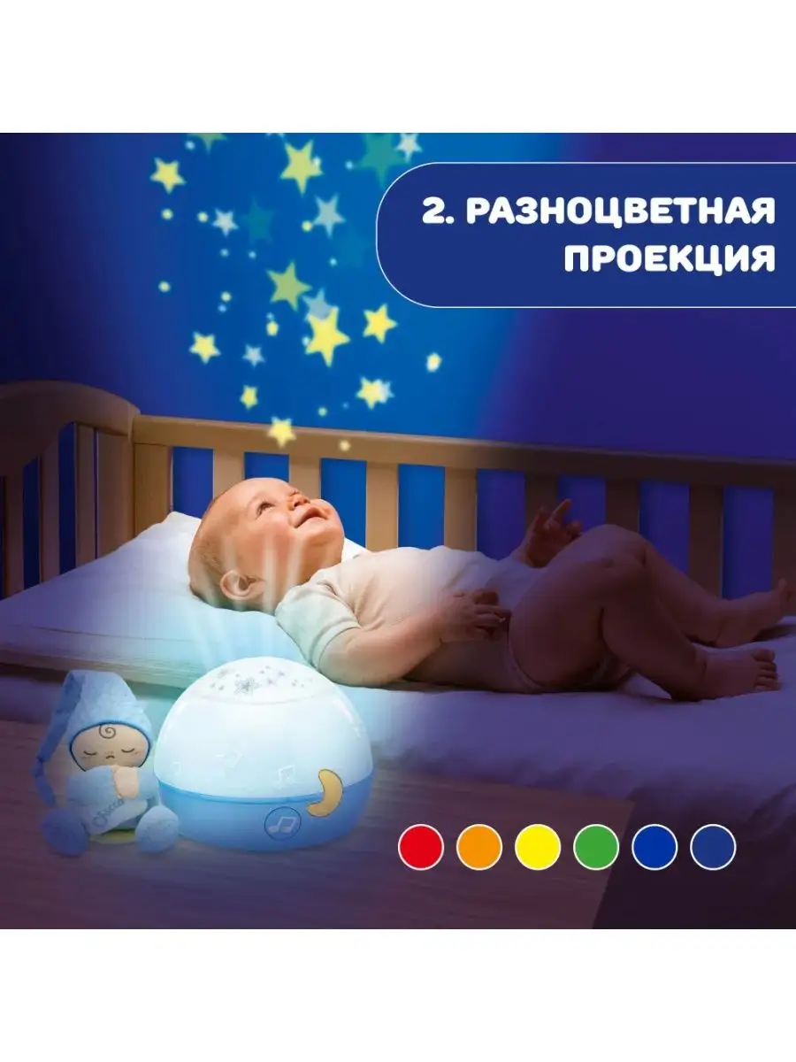 Ночник проектор детский музыкальный для новорожденных, лампа CHICCO 2027482  купить за 4 429 ₽ в интернет-магазине Wildberries