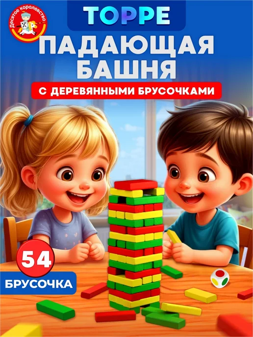 ДЕСЯТОЕ КОРОЛЕВСТВО Настольная игра "Торре" дженга, падающая башня, черный