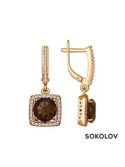 Серьги из серебра с раухтопазами SOKOLOV 2122608 купить за 2 778 ₽ в интернет-магазине Wildberries