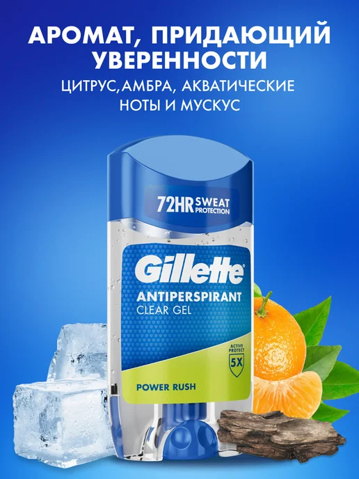 GILLETTE Дезодорант мужской гелевый Power Rush, 70 мл, 70 мл, фото 4