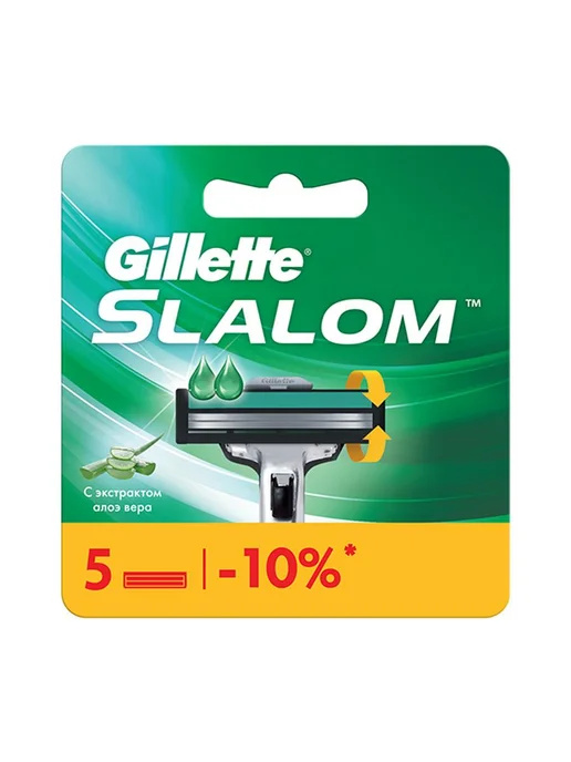 GILLETTE Кассеты для бритья мужские сменные 3 лезвия Slalom, 5 шт, 5 шт, фото 2