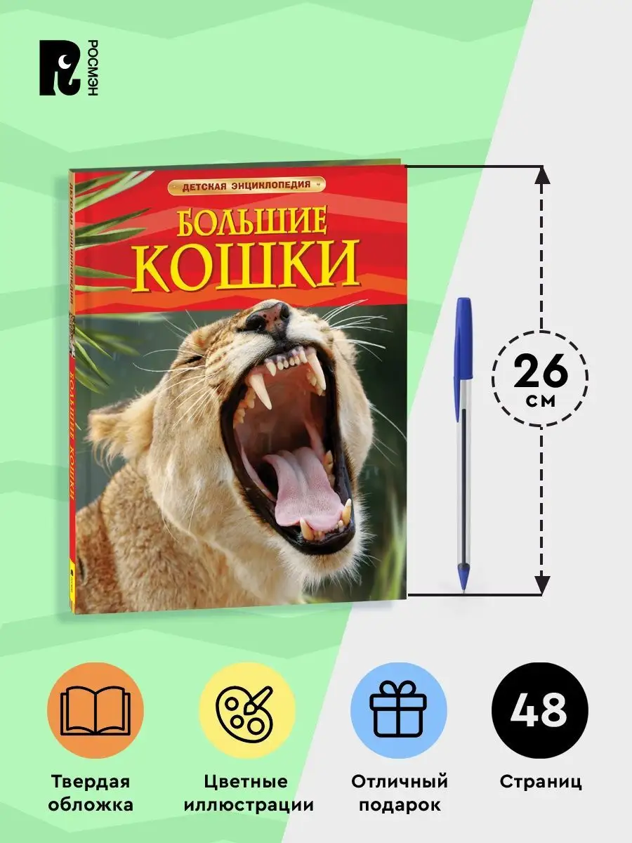 Книга Большие кошки. Детская энциклопедия школьника 7 лет РОСМЭН 2243834  купить в интернет-магазине Wildberries