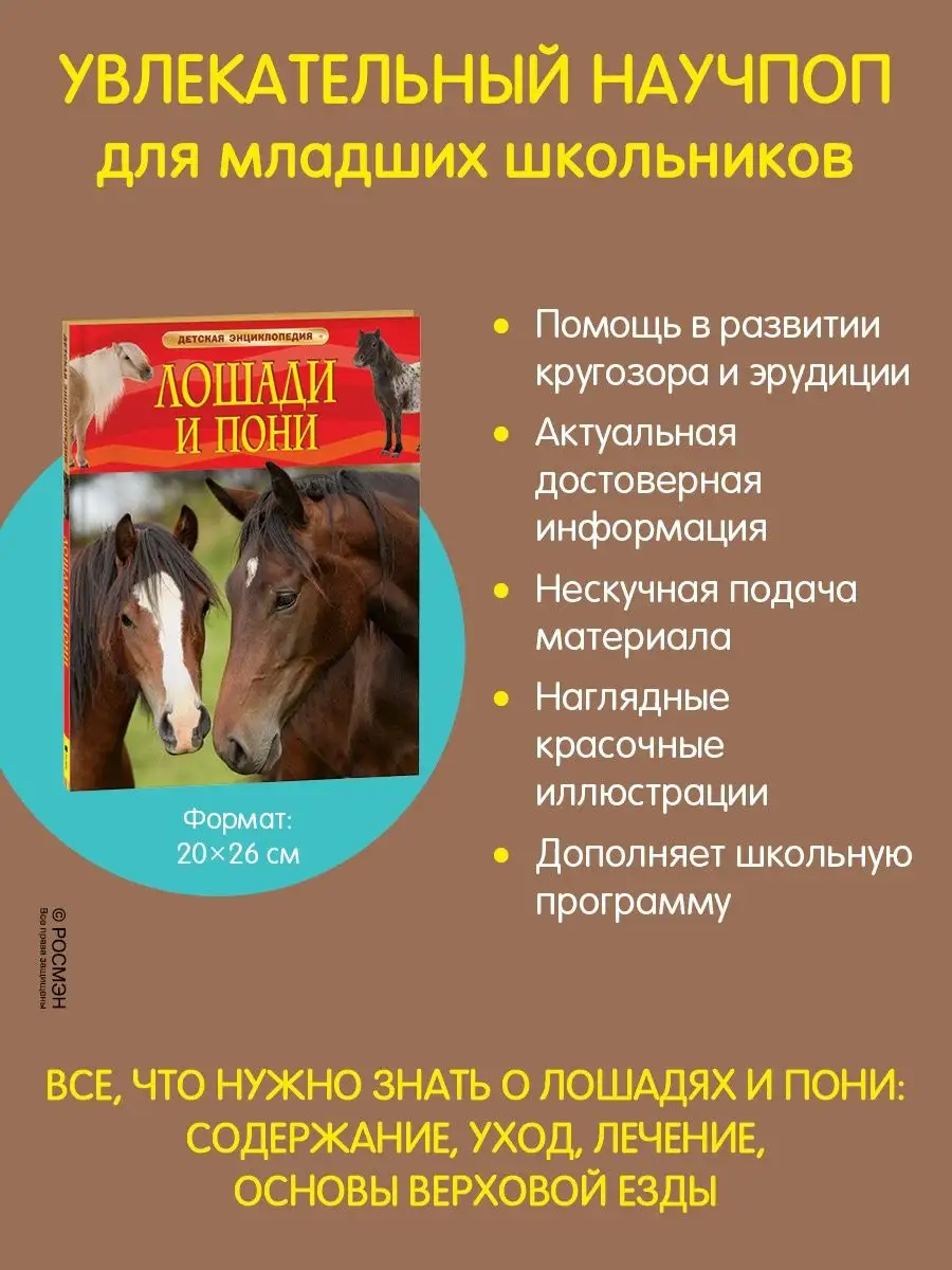 Книга Лошади и пони. Детская энциклопедия школьника 7 лет РОСМЭН 2243999  купить за 379 ₽ в интернет-магазине Wildberries