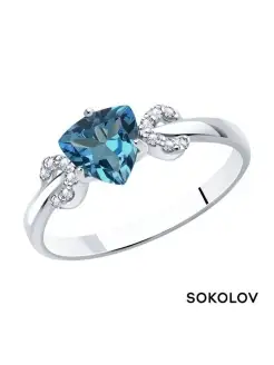 Кольцо из серебра с топазом и фианитами SOKOLOV 2250770 купить за 1 598 ₽ в интернет-магазине Wildberries