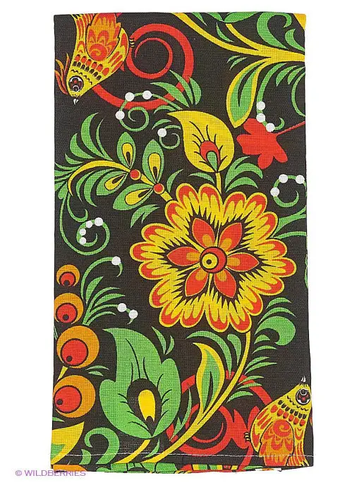 Letto Полотенце 100% хлопок рогожка хохлома, набор 2 шт. 47х62 см, 47x62 см, 2 шт, фото 3
