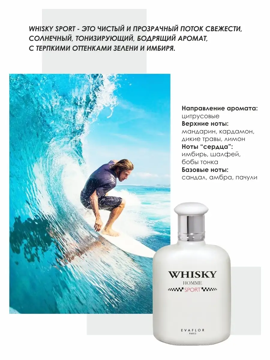 Туалетная Вода, Духи Whisky Homme Sport 100мл EVAFLOR 2545516 купить за 1  440 ₽ в интернет-магазине Wildberries